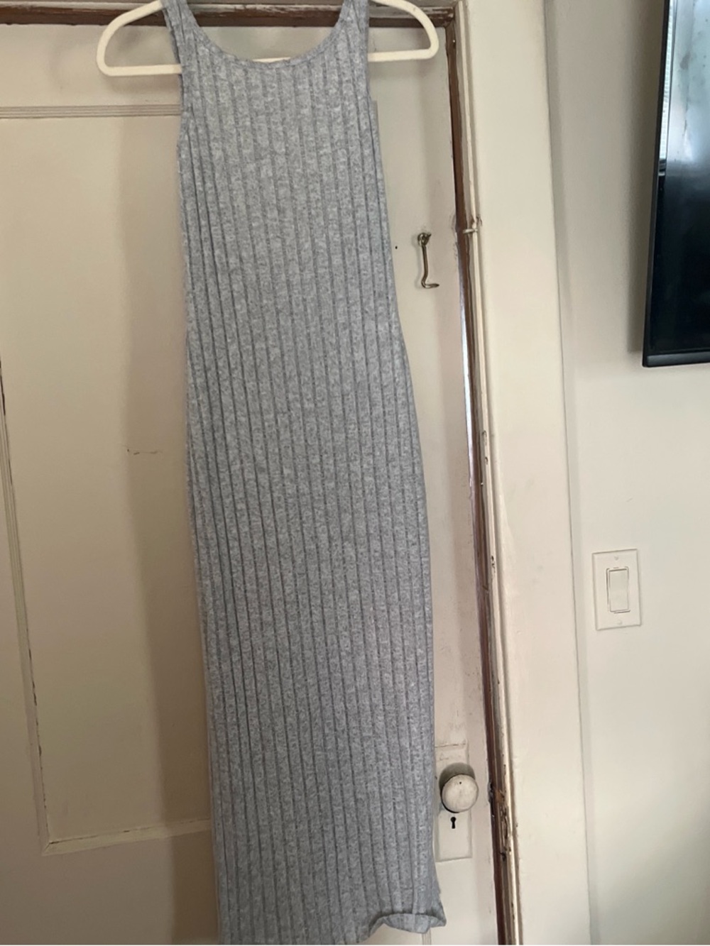 SHEIN Light Gray Ribbed Knit Maxi Dress
